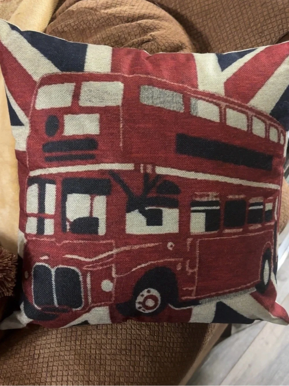 Red Double-Decker Bus Decorative Pillow - Home Accents